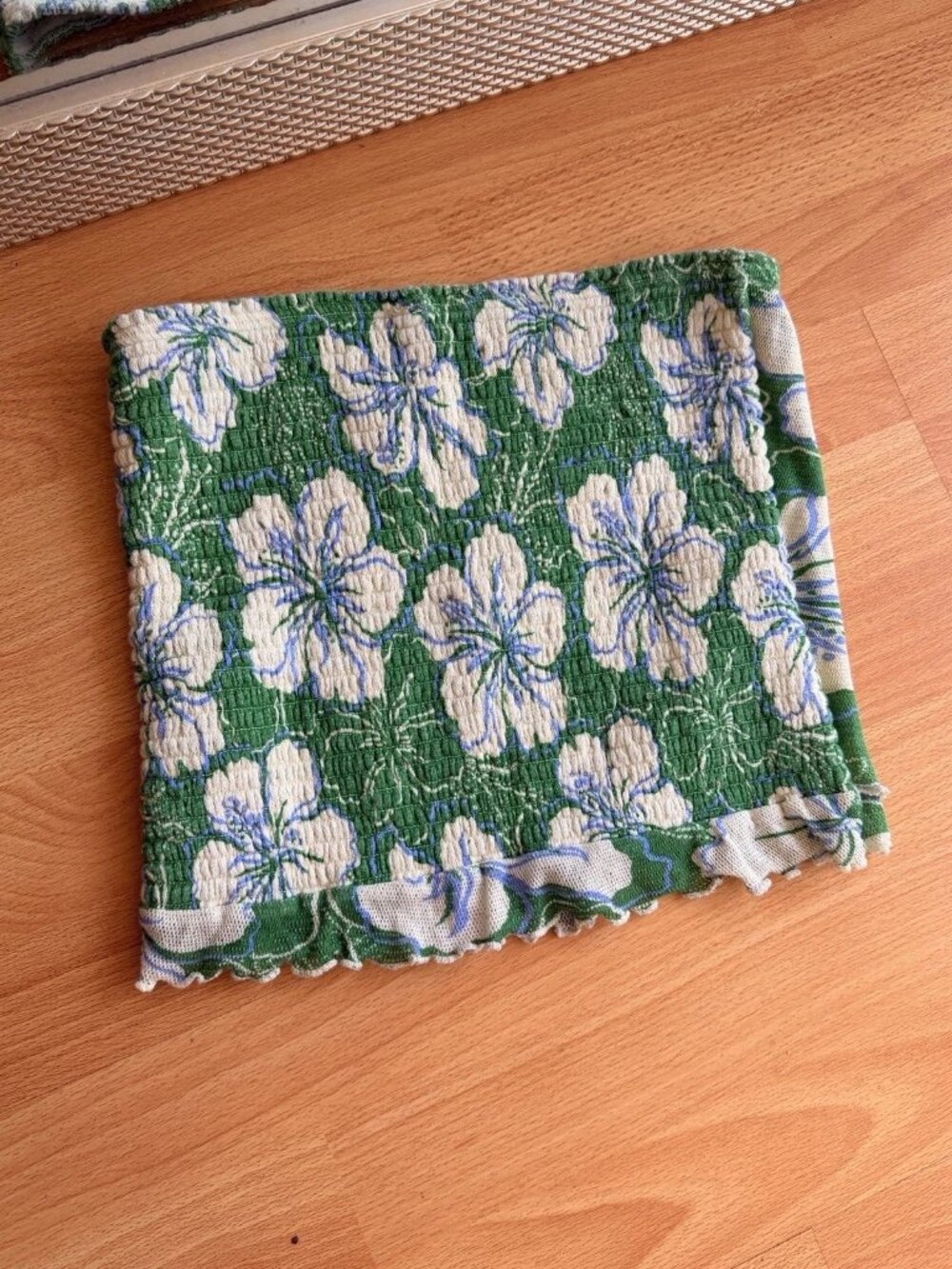 Free People Strapless Tube Top Green White Floral Bohemian Boho Festival SMALL - Picture 6 of 8